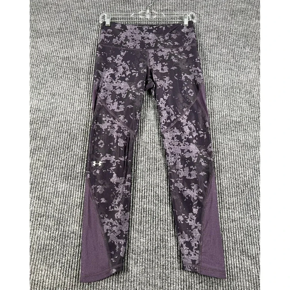 Under Armour Leggings Womens Medium Purple Compression Heat Gear Active Workout